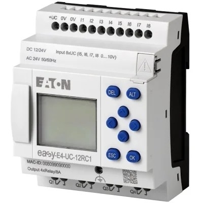Теория EasyE4 CPU 8DI 4AI 4RO 12/24V DC или 24V AC Дисплей клавиатура Ethernet интерфейс