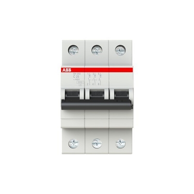 220V MCB SH203-C25 Миниатюрный выключатель 3P C 25A Номинальное напряжение 220V BCD Кривая C