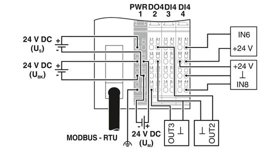 Контактная связь с автобусом Phoenix Coupler IL MOD BK DI8 DO4-PAC с расширенной связью с автобусом
