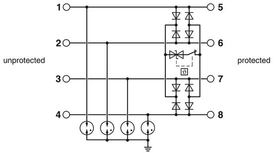 Защитник от контактных перенапряжений Phoenix 24V TTC-6P-4-24DC-PT-I с номинальным током разряда 2,5