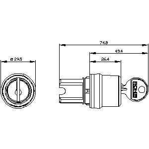 3SU1000-4BL11-0AA0 SIRIUS ACT Ключевой переключатель пластик RONIS 3 позиции 2x45 для машин
