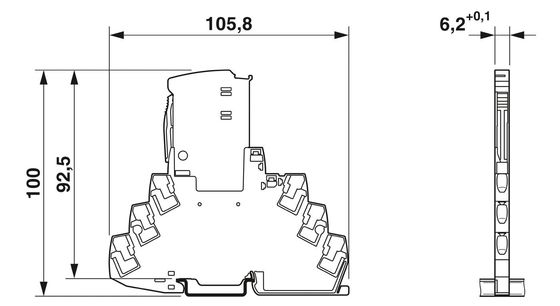 1065320 TTC-6P-2X1-F-24DC-PT-I Устройство защиты от перенапряжения Phoenix Contact, 4-полюсное, номинальный ток разряда 2,5