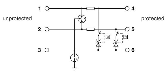 1065320 TTC-6P-2X1-F-24DC-PT-I Устройство защиты от перенапряжения Phoenix Contact, 4-полюсное, номинальный ток разряда 2,5