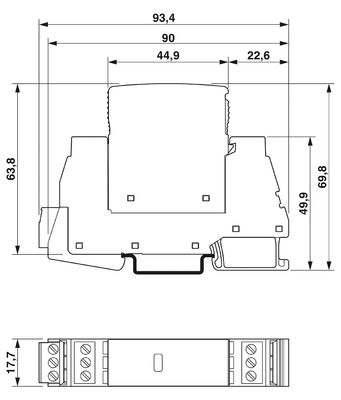 2 Полюсное номинальное напряжение 250 V AC 125 V DC 200 mA DC 1249060 PLT-EE-T3-230AC-R Устройства для защиты от перенапряжений типа 3