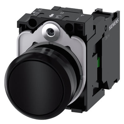 Черная пластмассовая плоская кнопка 3SU1100-0AB10-1BA0