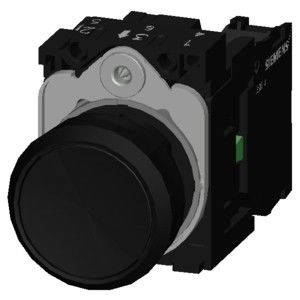 Черная пластмассовая плоская кнопка 3SU1100-0AB10-1BA0