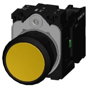 3SU1100-0AB30-1BA0 Желтая пластмассовая неосвещенная плоская моментальная винтовая терминальная кнопка