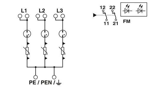380V номинальное напряжение 4 полюса 2800531 PWT 100-800AC-FM класс 1/2 Молниеносный защитник
