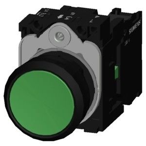 3SU1100-0AB40-1BA0 Зелёная пластиковая плоская кнопка Моментная кнопка с винтовым терминалом