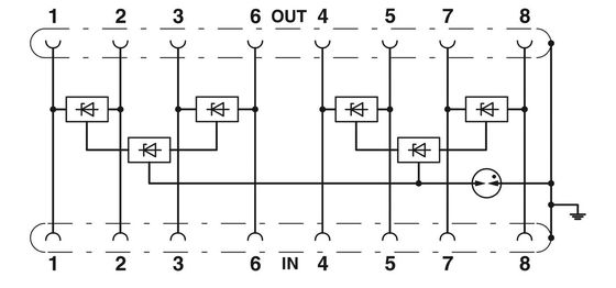 Прочная защита 2800723 D-LAN-CAT.5-FP Охранитель от перенапряжения 4-польного 24V постоянного напряжения