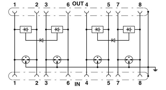 24 В постоянное номинальное напряжение 2800763 D-LAN-CAT.5-HC защитник от перенапряжения с 1 полюсом