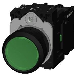 Зелёная пластиковая ламповая кнопка 3SU1102-0AB40-1BA0