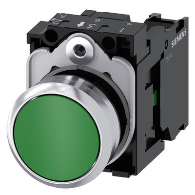 3SU1150-0AB40-1BA0 SIRIUS ACT Кнопка для нажатия Зелёный металл Блестящая плоская кнопка для нажатия