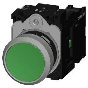 3SU1150-0AB40-1BA0 SIRIUS ACT Кнопка для нажатия Зелёный металл Блестящая плоская кнопка для нажатия