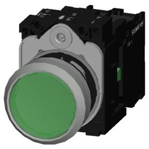 3SU1152-0AB40-1BA0 Зелёный металлический блестящий освещенный плоский кнопка