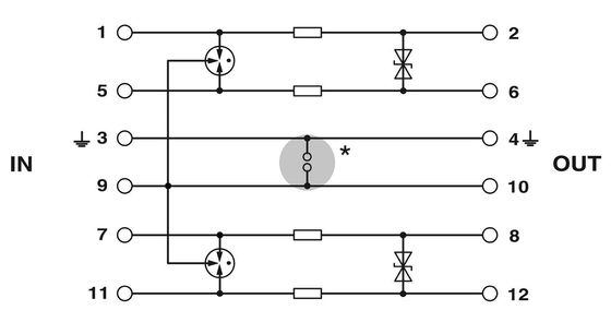 2838283 PT 2X2-24AC-ST Протектор от перенапряжения с 2 полюсами и номинальным напряжением 24В переменного тока