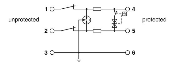 Количество полюса 2 TTC-6-1X2-M-24DC-UT-I защитника от перенапряжения для номинального напряжения 24 В постоянного тока