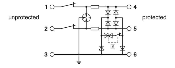 TTC-6P-2-HC-M-24DC-PT-I защитник от перенапряжения 2 полюса и 24 В постоянного номинального напряжения для защиты