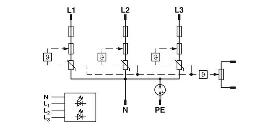 PLT-SEC-T3-3S-230-P Сцепление для защиты от перенапряжения типа 3 с номинальным напряжением 230 В и 4 полюсами