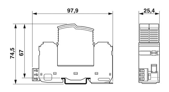 VAL-SEC-T2-2C-350-FM Защита от перенапряжений типа 2 5V AC... 250V AC 125V DC 200mA DC 3 полюса