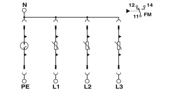 1 Полюс 2905340 VAL-SEC-T2-3S-350-FM Защитник от перенапряжения типа 2 для 5V AC до 250V AC и 125V DC