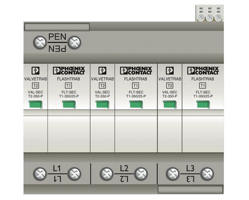 FLT-SEC-T1 T2-3C-350/25-FM тип 1 2 Комбинированный защитник от перенапряжения 3 полюса номинальное напряжение 350 В
