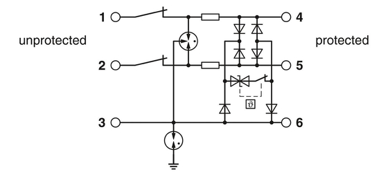Защитник от перенапряжений TTC-6P-3-HF-F-M-24DC-PT-I для оборудования защиты от перенапряжений постоянного тока 24V