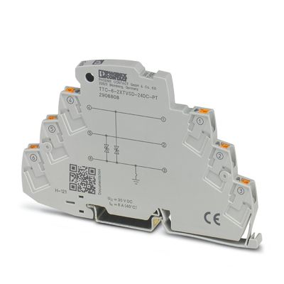 TTC-6-2XTVSD-24DC-PT 2-польный защитник от перенапряжения с 2-мя полюсами и номинальным напряжением 24 В постоянного тока