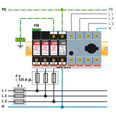 2858564 VAL-MS 320/3 1 Контакт с фениксом тип 2 Защита от перенапряжения 4 Полюс 230 В