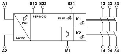 Реле безопасности для аварийной остановки Phoenix Contact PSR-MC40-3NO-1DO-24DC-SC