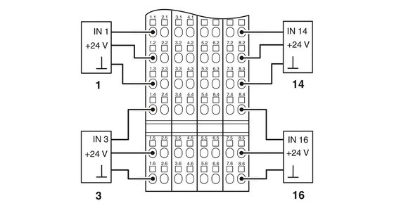 2861250 IB IL 24 DI 16-PAC Phoenix Контактный цифровой модуль с уровнем защиты IP20