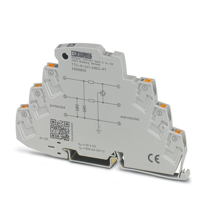 2 полюс 2906807 TTC-6-2XTVSD-12DC-PT Охранитель от перенапряжения для номинального напряжения 12 В постоянного тока
