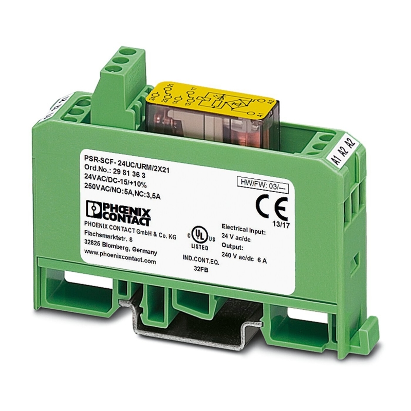 Реле напряжения 2981363 PSR-SCF- 24UC/URM/2X21 Реле с теорией контактной связки Феникса