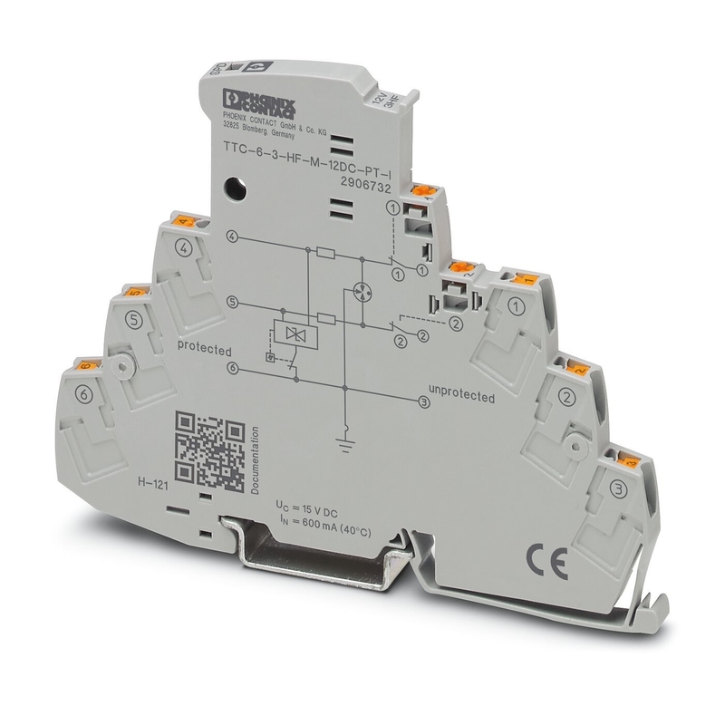 TTC-6-3-HF-M-12DC-PT-I Phoenix Contact Surge Protector 2 Pole 12 V постоянное номинальное напряжение